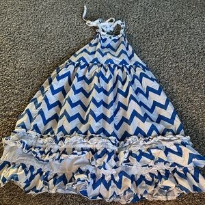 Amazon Blue and White Zigzag Kids Dress